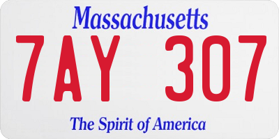 MA license plate 7AY307