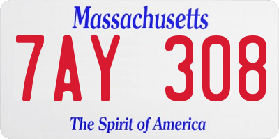 MA license plate 7AY308