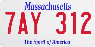 MA license plate 7AY312