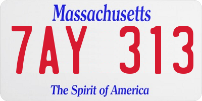 MA license plate 7AY313