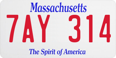 MA license plate 7AY314