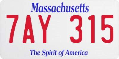 MA license plate 7AY315