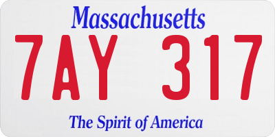 MA license plate 7AY317