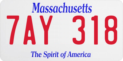 MA license plate 7AY318