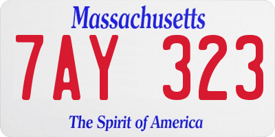 MA license plate 7AY323