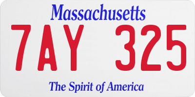 MA license plate 7AY325