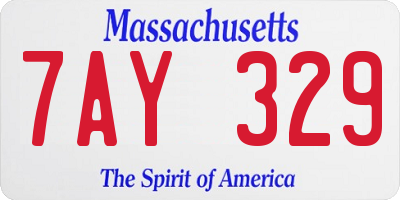 MA license plate 7AY329