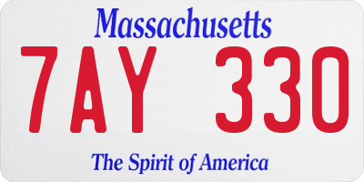 MA license plate 7AY330