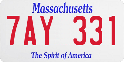 MA license plate 7AY331