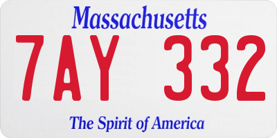MA license plate 7AY332