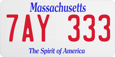 MA license plate 7AY333