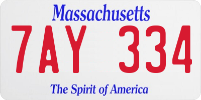 MA license plate 7AY334