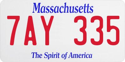 MA license plate 7AY335