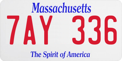 MA license plate 7AY336