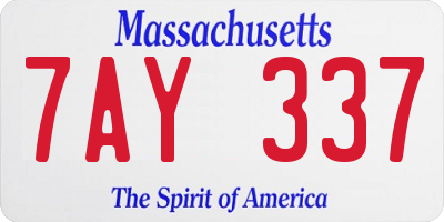 MA license plate 7AY337