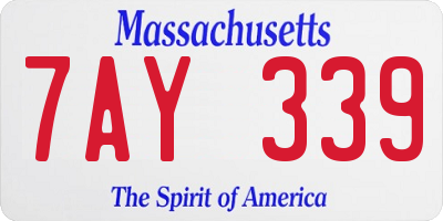 MA license plate 7AY339