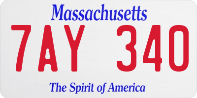MA license plate 7AY340