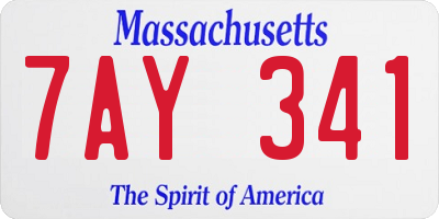 MA license plate 7AY341