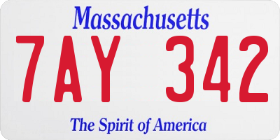 MA license plate 7AY342
