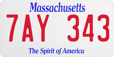 MA license plate 7AY343