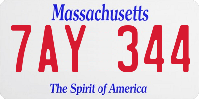 MA license plate 7AY344
