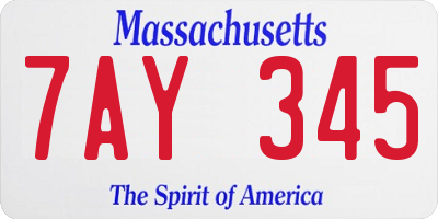 MA license plate 7AY345