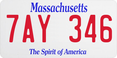 MA license plate 7AY346