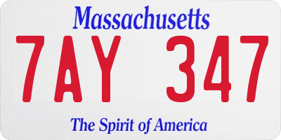 MA license plate 7AY347