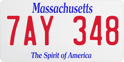 MA license plate 7AY348