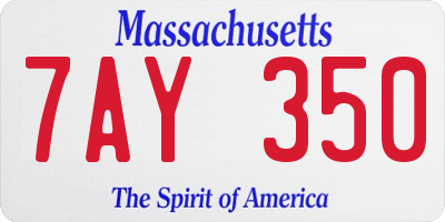 MA license plate 7AY350