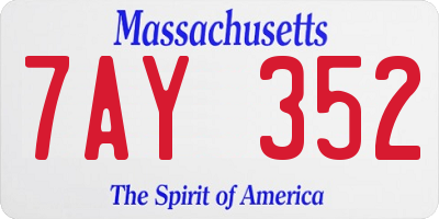 MA license plate 7AY352