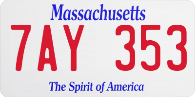 MA license plate 7AY353