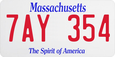 MA license plate 7AY354