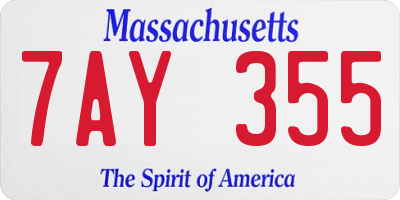 MA license plate 7AY355