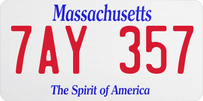 MA license plate 7AY357
