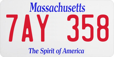 MA license plate 7AY358