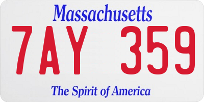 MA license plate 7AY359
