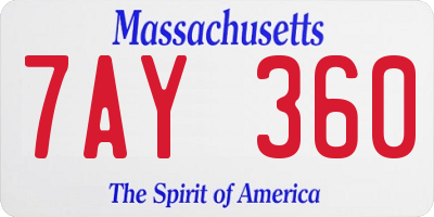 MA license plate 7AY360
