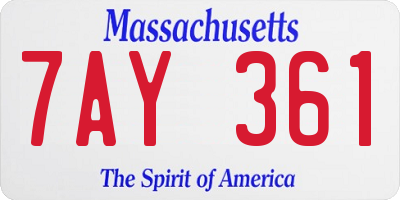 MA license plate 7AY361