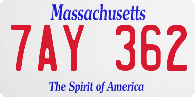 MA license plate 7AY362