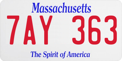 MA license plate 7AY363
