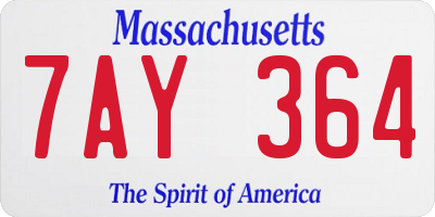 MA license plate 7AY364