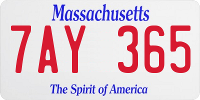 MA license plate 7AY365