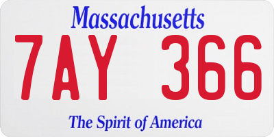 MA license plate 7AY366