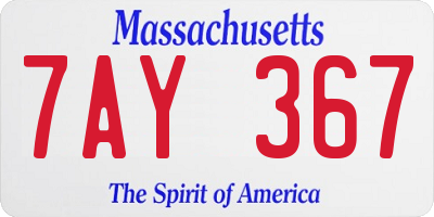 MA license plate 7AY367