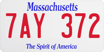 MA license plate 7AY372