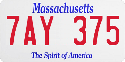 MA license plate 7AY375