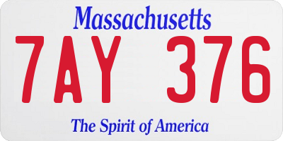 MA license plate 7AY376