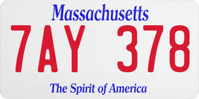 MA license plate 7AY378