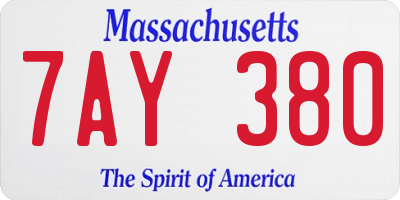 MA license plate 7AY380
